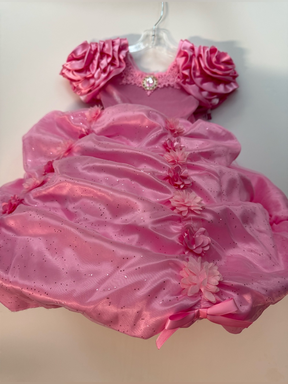 Girls' Pink Floral Satin Party Dress Halloween costume